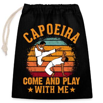 Capoeira, viens jouer avec moi - Sac cadeau en coton avec cordon (25 x 30 cm) - noir - Devant