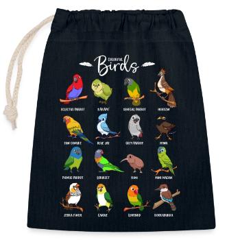 Viele bunte Vögel - Verschließbarer Geschenkbeutel aus Baumwolle (25x30cm) - Navy - Vorne