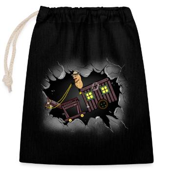 Peanut Adventure Expédition Voyage Voiture Cheval - Sac cadeau en coton avec cordon (25 x 30 cm) - noir - Devant