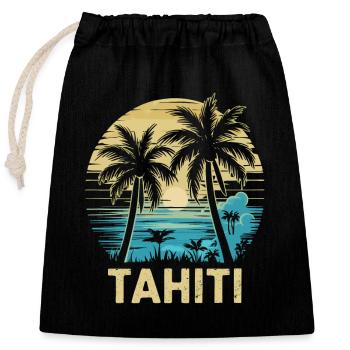 Tahiti Französisch-Polynesien - Verschließbarer Geschenkbeutel aus Baumwolle (25x30cm) - Schwarz - Vorne
