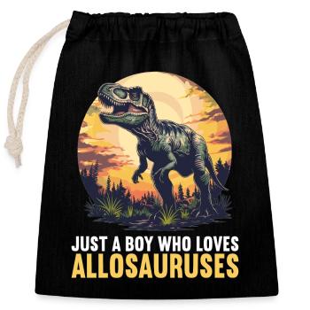 Allosaurier Allosaurus - Verschließbarer Geschenkbeutel aus Baumwolle (25x30cm) - Schwarz - Vorne