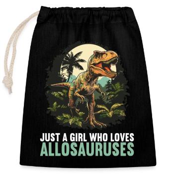 Allosaurier Allosaurus - Verschließbarer Geschenkbeutel aus Baumwolle (25x30cm) - Schwarz - Vorne