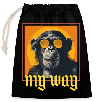Affe Sonnenbrille Cool My Way - Verschließbarer Geschenkbeutel aus Baumwolle (25x30cm) - Schwarz - Vorne