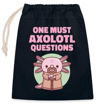 Lustige Axolotl-Fragen - Verschließbarer Geschenkbeutel aus Baumwolle (25x30cm) - Navy - Vorne