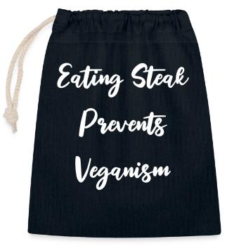 Steak essen verhindert Veganismus - Verschließbarer Geschenkbeutel aus Baumwolle (25x30cm) - Navy - Vorne