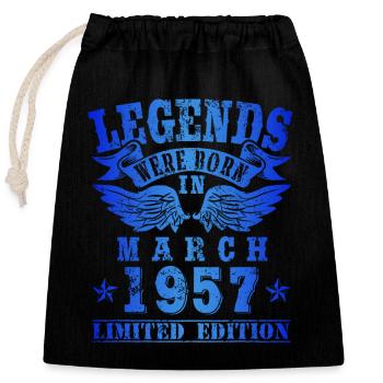 Legends were born in März 1957 Geburtstag - Verschließbarer Geschenkbeutel aus Baumwolle (25x30cm) - Schwarz - Vorne