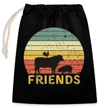 Farmyard Animal Friendship Design - Closable cotton gift bag (25x30cm) - black - Front
