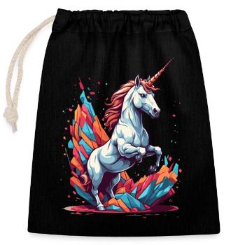 Einzigartiges Einhorn Fantasie Leuchtende Farben - Verschließbarer Geschenkbeutel aus Baumwolle (25x30cm) - Schwarz - Vorne