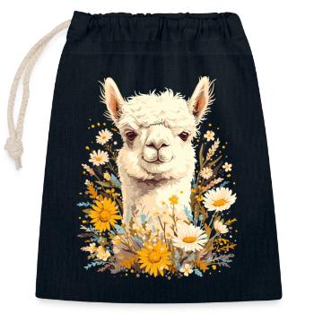 Alpaca Alpakas Alpaka - Verschließbarer Geschenkbeutel aus Baumwolle (25x30cm) - Navy - Vorne