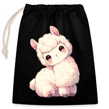 Alpaca Alpakas Alpaka - Verschließbarer Geschenkbeutel aus Baumwolle (25x30cm) - Schwarz - Vorne