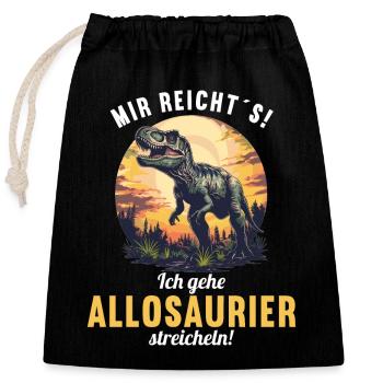 Allosaurier Allosaurus - Verschließbarer Geschenkbeutel aus Baumwolle (25x30cm) - Schwarz - Vorne