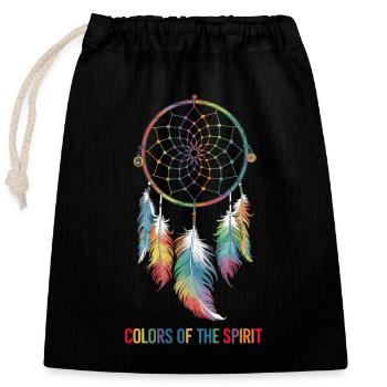 Attrape-rêves Attrape-rêves spirituel bohème - Sac cadeau en coton avec cordon (25 x 30 cm) - noir - Devant