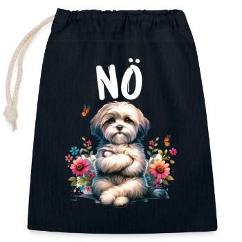 Drôle de dicton havanais non pour les amoureux des chiens - Sac cadeau en coton avec cordon (25 x 30 cm) - bleu marine - Devant