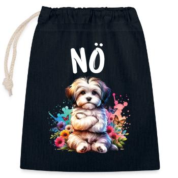 Drôle de dicton havanais non pour les amoureux des chiens - Sac cadeau en coton avec cordon (25 x 30 cm) - bleu marine - Devant