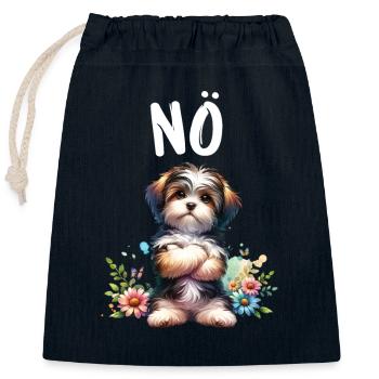 Drôle de dicton havanais non pour les amoureux des chiens - Sac cadeau en coton avec cordon (25 x 30 cm) - bleu marine - Devant