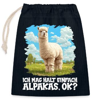 Alpaca Alpakas Alpaka - Verschließbarer Geschenkbeutel aus Baumwolle (25x30cm) - Navy - Vorne