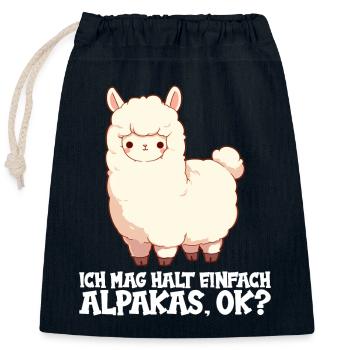 Alpaca Alpakas Alpaka - Verschließbarer Geschenkbeutel aus Baumwolle (25x30cm) - Navy - Vorne