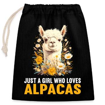 Alpaca Alpakas Alpaka - Verschließbarer Geschenkbeutel aus Baumwolle (25x30cm) - Schwarz - Vorne