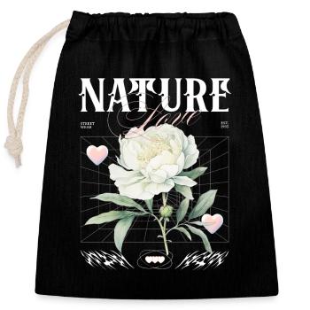 Nature Love Rose - Closable cotton gift bag (25x30cm) - black - Front