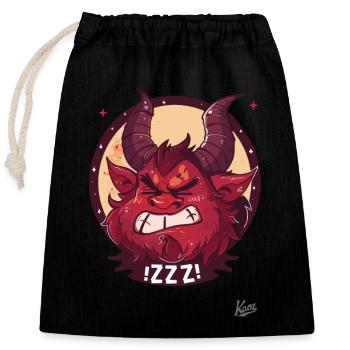 Krampus fatigué et somnolent endormi - Sac cadeau en coton avec cordon (25 x 30 cm) - noir - Devant