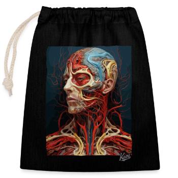 L’anatomie du corps humain et de la tête - Sac cadeau en coton avec cordon (25 x 30 cm) - noir - Devant