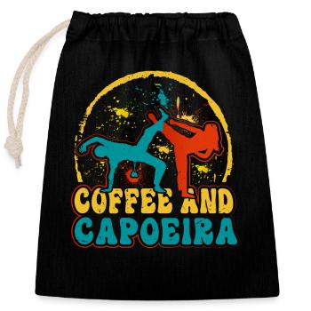 Café et Capoeira - Sac cadeau en coton avec cordon (25 x 30 cm) - noir - Devant