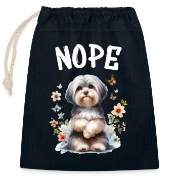 Drôle de dicton havanais non pour les amoureux des chiens - Sac cadeau en coton avec cordon (25 x 30 cm) - bleu marine - Devant