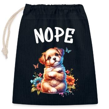 Drôle de dicton havanais non pour les amoureux des chiens - Sac cadeau en coton avec cordon (25 x 30 cm) - bleu marine - Devant