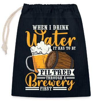 Funny Water Brewery Craft Beer Brewer Homebrew - Closable cotton gift bag (25x30cm) - navy - Front