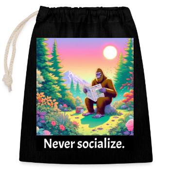 Ne jamais socialiser - drôle de bigfoot - Sac cadeau en coton avec cordon (25 x 30 cm) - noir - Devant