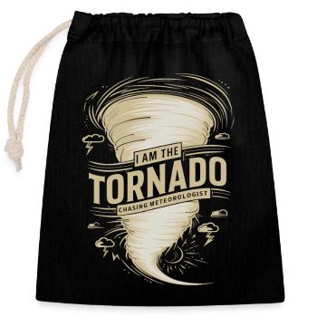 Je suis l’amoureux des ouragans Tornado Twister - Sac cadeau en coton avec cordon (25 x 30 cm) - noir - Devant
