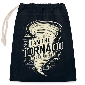 Je suis l’amoureux des ouragans Tornado Twister - Sac cadeau en coton avec cordon (25 x 30 cm) - bleu marine - Devant