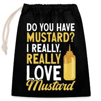 Senf Mustard - Verschließbarer Geschenkbeutel aus Baumwolle (25x30cm) - Schwarz - Vorne