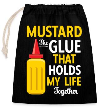 Senf Mustard - Verschließbarer Geschenkbeutel aus Baumwolle (25x30cm) - Schwarz - Vorne
