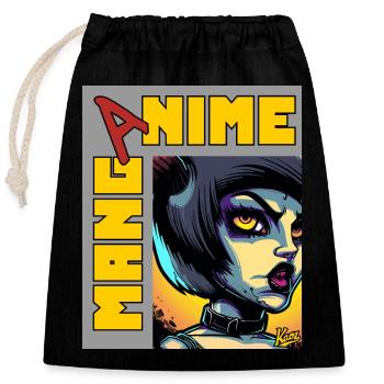 Anime Manga Fantasy Creature Girl - Closable cotton gift bag (25x30cm) - black - Front