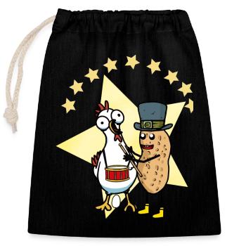 Peanut Chicken Taming Domteur Zirhus Egg Drum - Closable cotton gift bag (25x30cm) - black - Front