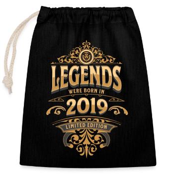 2019 Legend Birthday 2019 Year of birth - Closable cotton gift bag (25x30cm) - black - Front