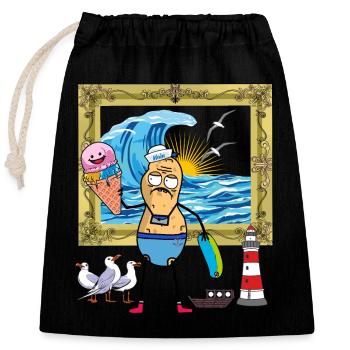 peanut funny ready for holiday bankruptcy home holidays - Closable cotton gift bag (25x30cm) - black - Front