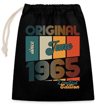 Original June 1965 Born 1965 59th Birthday 65 - Closable cotton gift bag (25x30cm) - black - Front