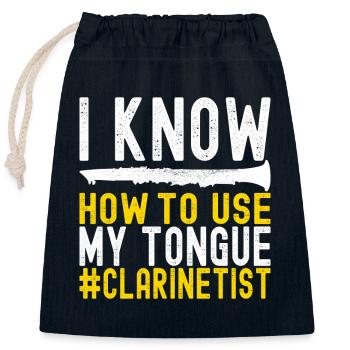 Clarinet Wind Instrument Clarinet player - Closable cotton gift bag (25x30cm) - navy - Front