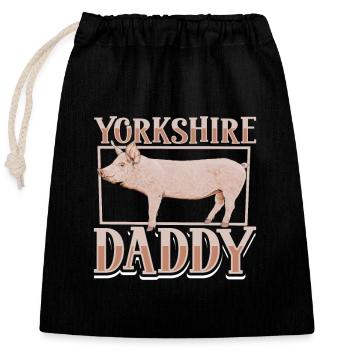 Papa cochon du Yorkshire - Sac cadeau en coton avec cordon (25 x 30 cm) - noir - Devant