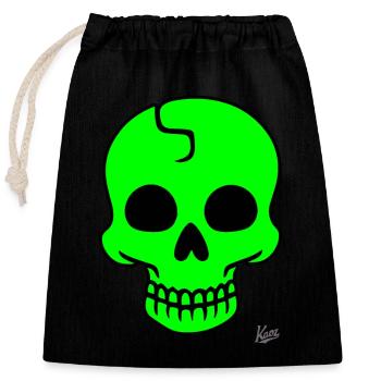 Lime green skull - Closable cotton gift bag (25x30cm) - black - Front
