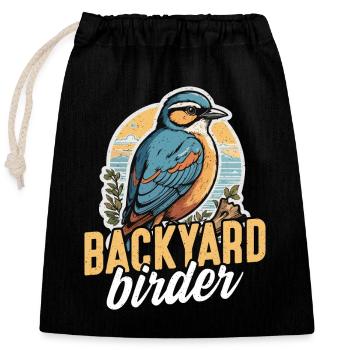 Birdwatching Backyard Birder Birding Ornithologist - Closable cotton gift bag (25x30cm) - black - Front