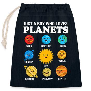 Sonnensystem Universum - Verschließbarer Geschenkbeutel aus Baumwolle (25x30cm) - Navy - Vorne