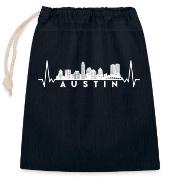 Herzschlag Skyline USA Austin - Verschließbarer Geschenkbeutel aus Baumwolle (25x30cm) - Navy - Vorne