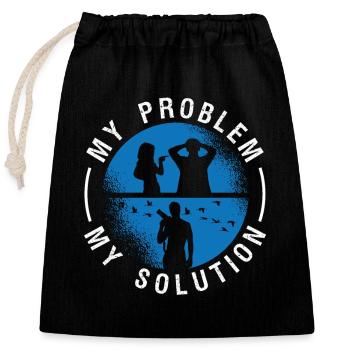 Birdwatcher Mon problème Ma solution Pictogramme Papa - Sac cadeau en coton avec cordon (25 x 30 cm) - noir - Devant