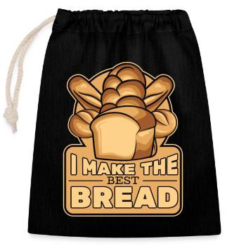 Je fais la meilleure pâte à pain pour machine à pain - Sac cadeau en coton avec cordon (25 x 30 cm) - noir - Devant