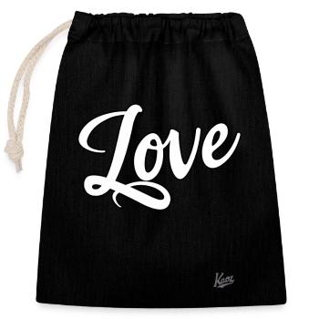 Amour - Sac cadeau en coton avec cordon (25 x 30 cm) - noir - Devant