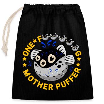 funny puffer fish with saying - Closable cotton gift bag (25x30cm) - black - Front