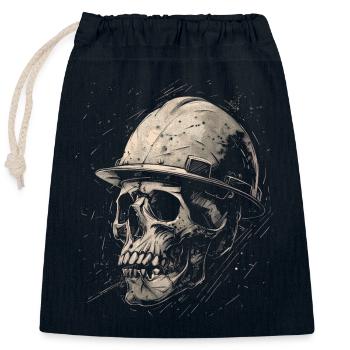 Totenkopf Bauarbeiter - Verschließbarer Geschenkbeutel aus Baumwolle (25x30cm) - Navy - Vorne